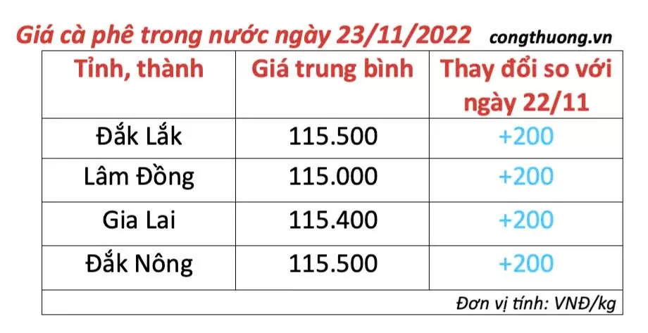 Giá cà phê hôm nay 23/11/2024: Giá cà phê trong nước tiếp tục tăng Giá cà phê hôm nay 23/11/2024: Giá cà phê trong nước tiếp tục tăng