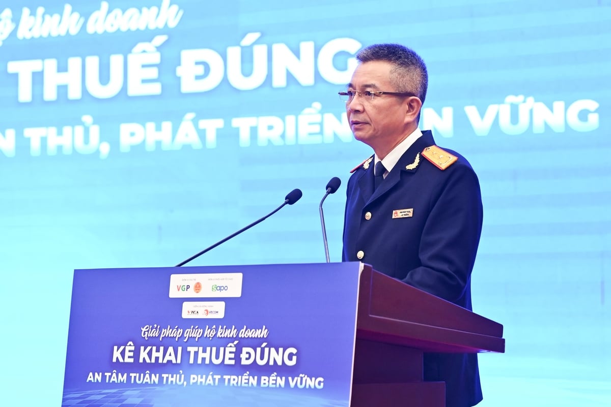 Ông Mai Xuân Thành - Cục trưởng Cục Thuế (Bộ Tài chính) phát biểu tại hội thảo. Ảnh: Tùng Đinh.